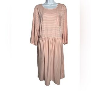 MAROKEETY Dress size XL (size 16-18) light pink and‎ white striped dress